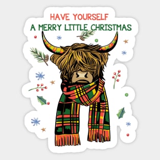 Highland Cow Christmas Spirit Sticker